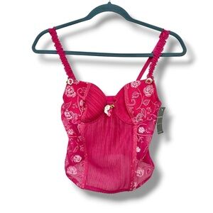 NWT Rampage Pink Floral Corset Bustier Sz Medium Coquette Romantic Fairycore Y2K